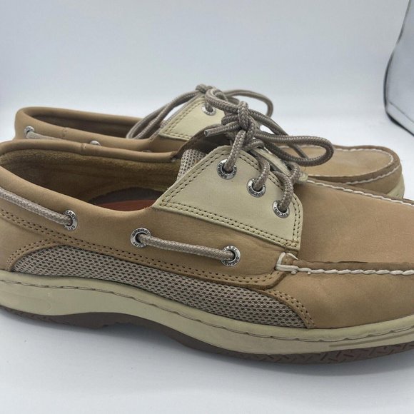 SPERRY Men's Billfish 3 Eye Lace Up Boat Shoes TAN/BEIGE 799023 SP152 sz 9 -VGUC - Picture 5 of 8